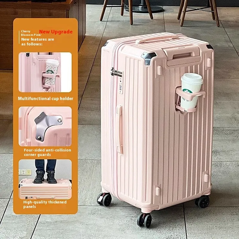 Super large capacity travel trolley case with five-wheel universal wheels in Ivory White finish