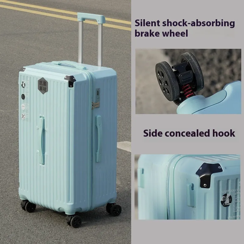 Super large capacity travel trolley case with five-wheel universal wheels in Ivory White finish
