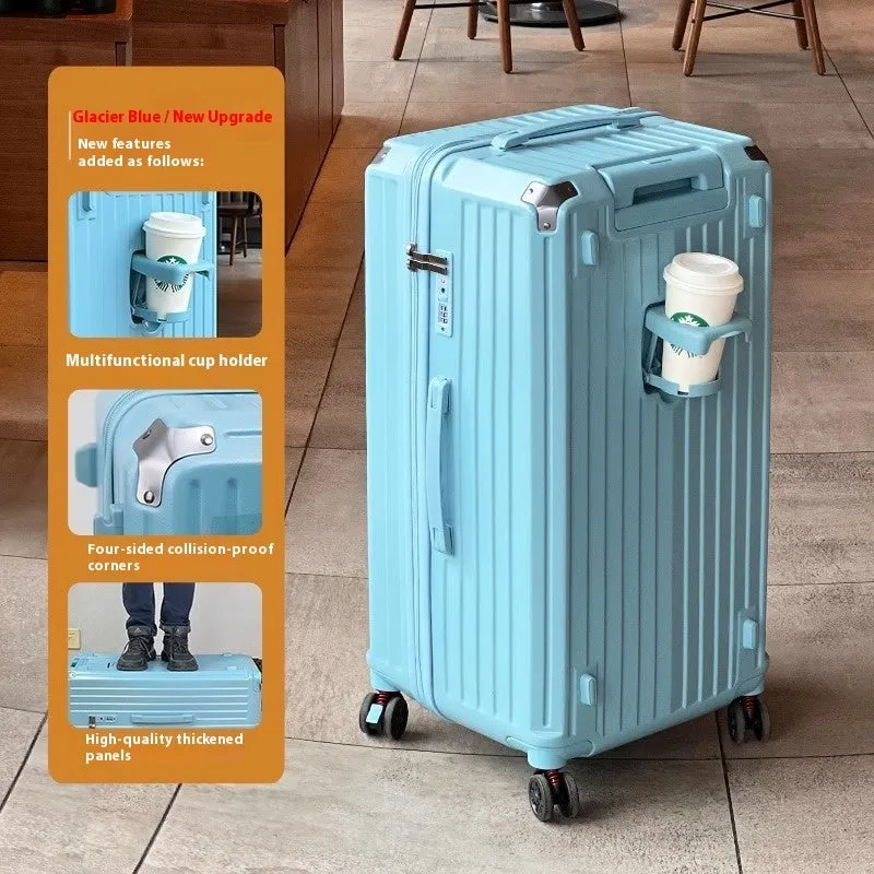 Super large capacity travel trolley case with five-wheel universal wheels in Ivory White finish