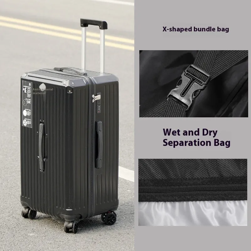 Super large capacity travel trolley case with five-wheel universal wheels in Ivory White finish