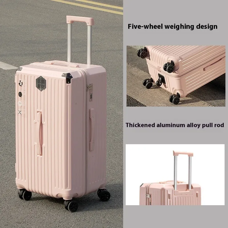 Super large capacity travel trolley case with five-wheel universal wheels in Ivory White finish
