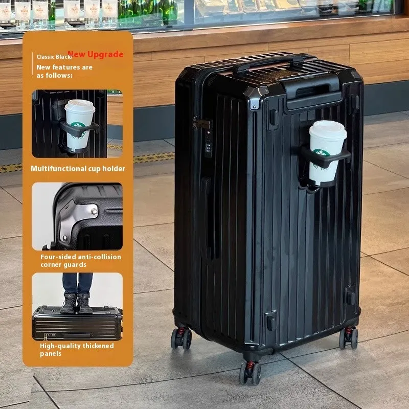 Super large capacity travel trolley case with five-wheel universal wheels in Ivory White finish