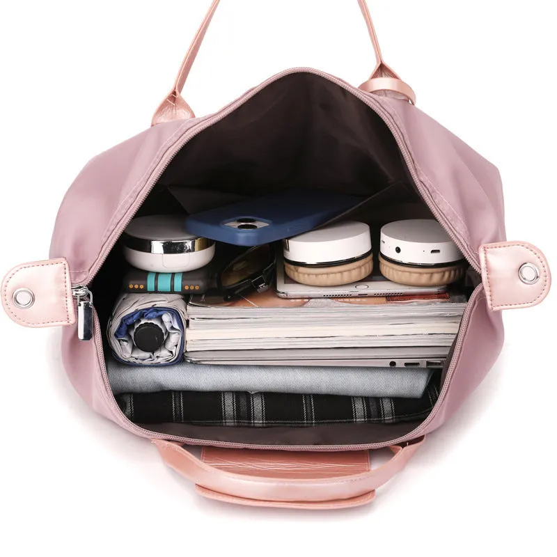 Large capacity portable shoulder lightweight yoga bag in pink with dry wet separation, nylon material, urban simplicity style