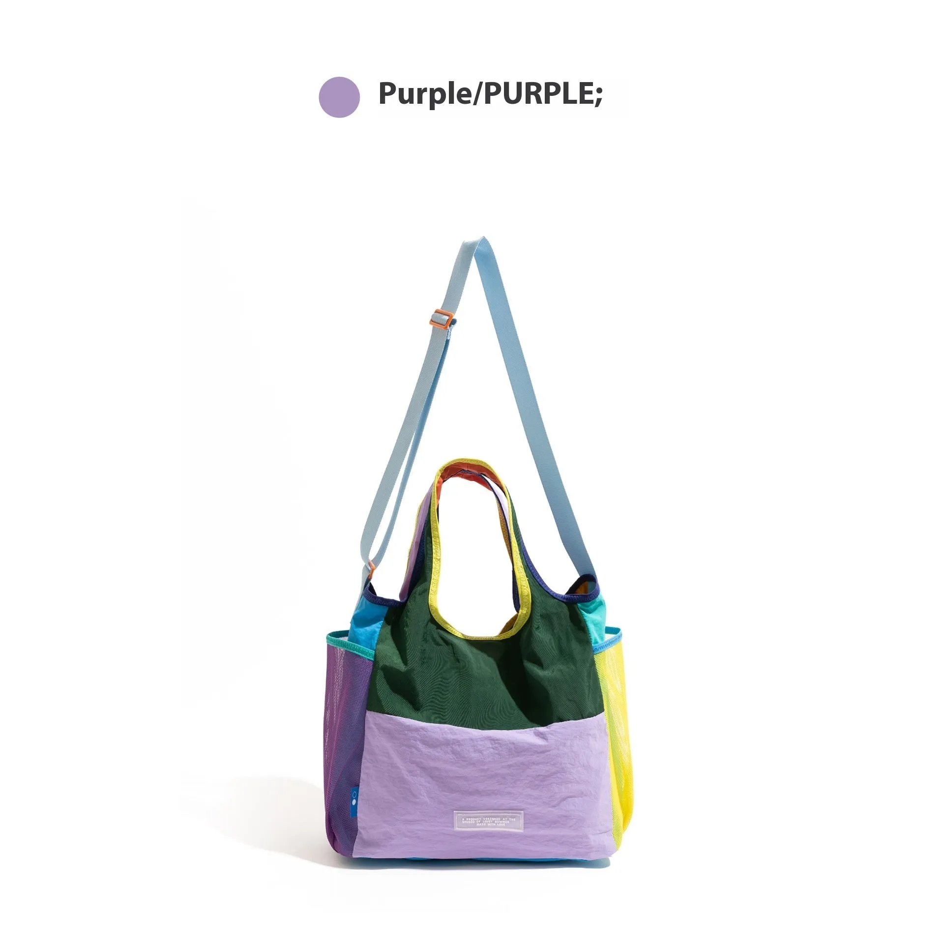 Foldable canvas tote bag in orange with crossbody strap, polyester material