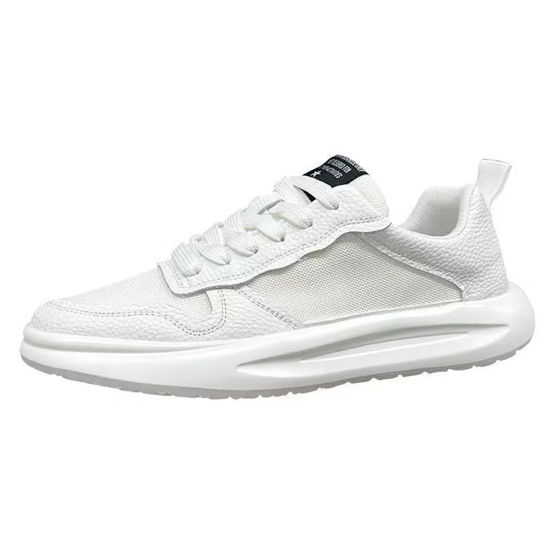Men's breathable mesh casual shoes in white and yellow with rubber sole, size 39 to 43