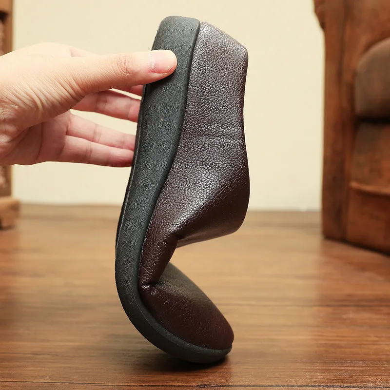 Men's black cotton half slippers with non-slip PVC sole and round toe cap