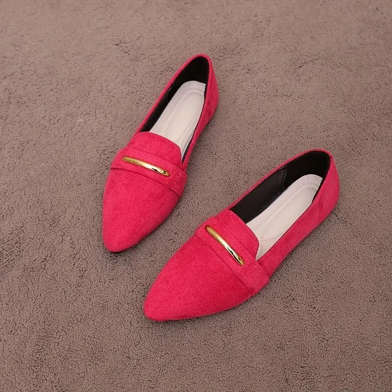 Women's casual flat pointed toe pumps in black, no heel, with middle mouth cutting depth 7-11cm