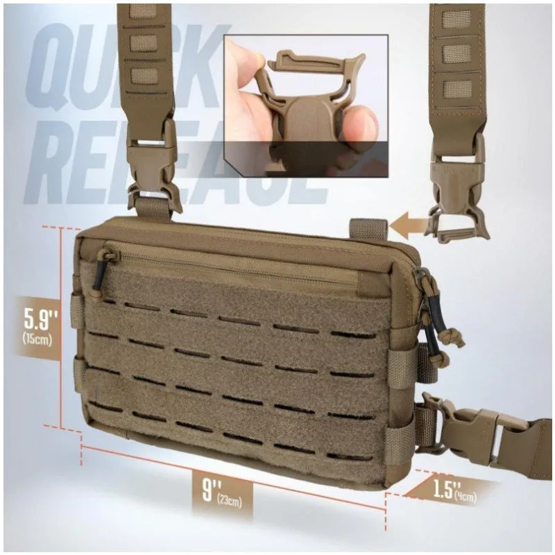 Men's outdoor tactics vest jacket bag in solid Oxford cloth with waterproof feature and three colour options Black Brown Army Green