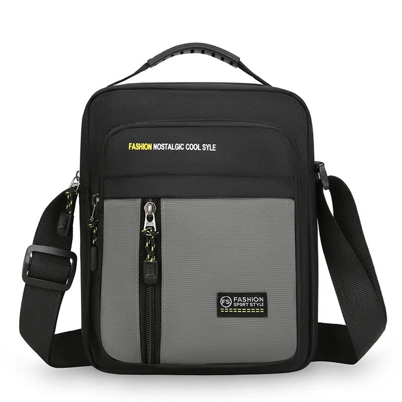 Men's nylon crossbody messenger bag in green colour with visible sewing thread detailing