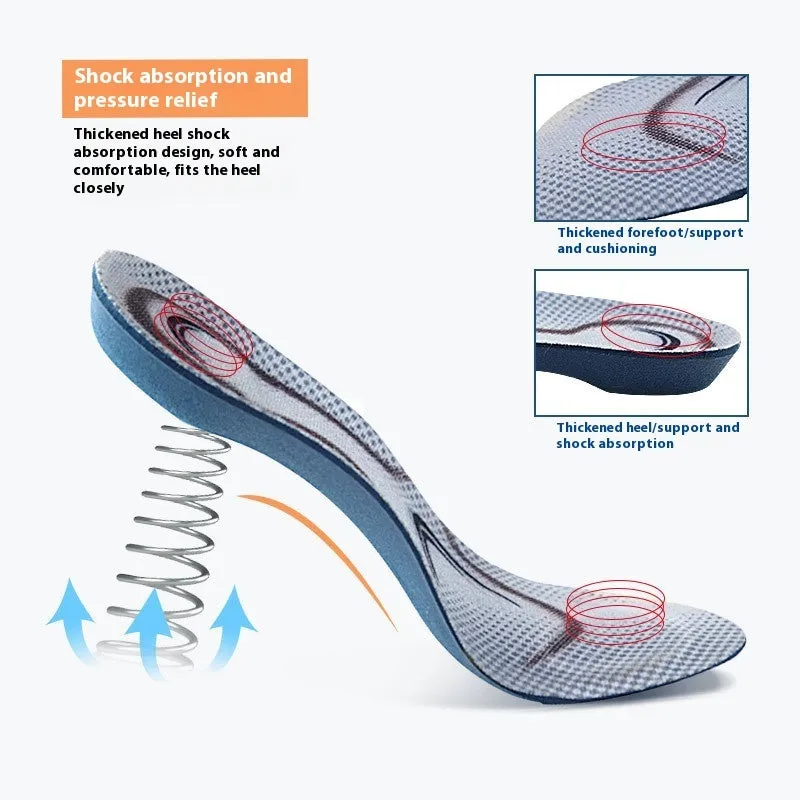 34 arch support plug-in flat foot orthopedic insole, blue background gray and pink, for men and women, neutral adult footwear