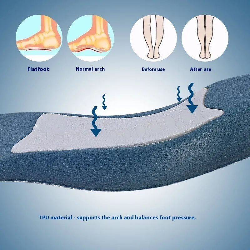 34 arch support plug-in flat foot orthopedic insole, blue background gray and pink, for men and women, neutral adult footwear