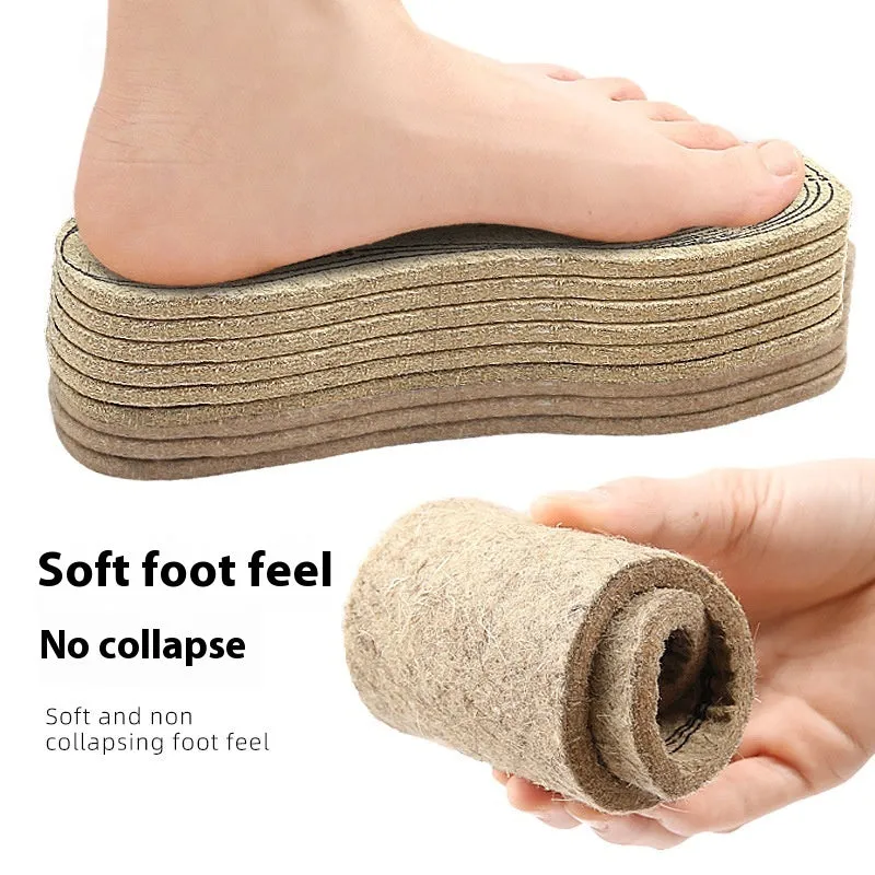6.5mm thick wool carpet insole with slow pressure support and self-tailored fit for autumn winter use