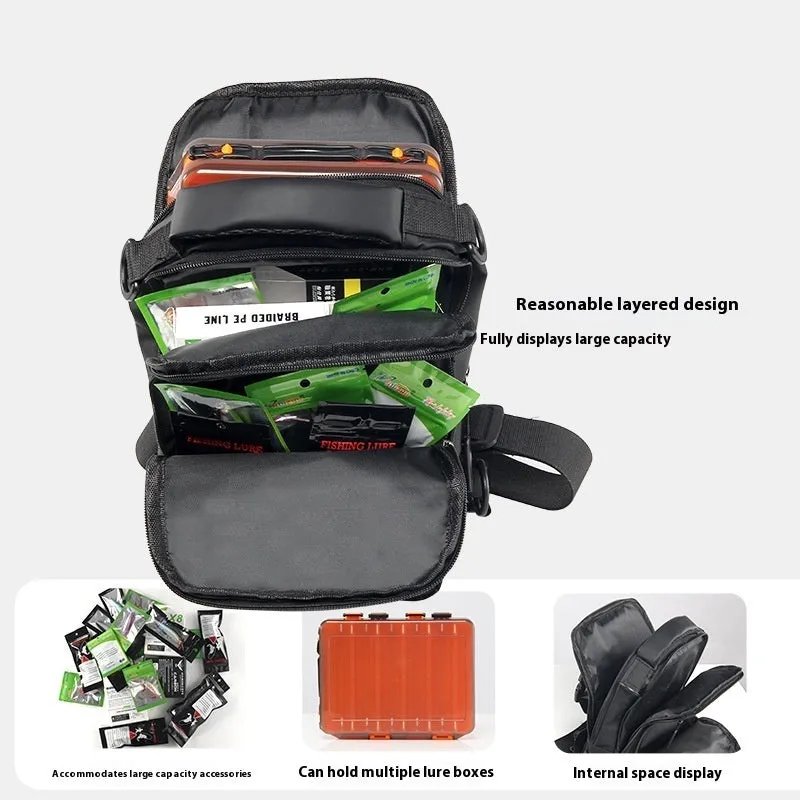 Men's canvas and PVC outdoor fishing backpack with single shoulder strap, 18x9x31cm size for bait storage