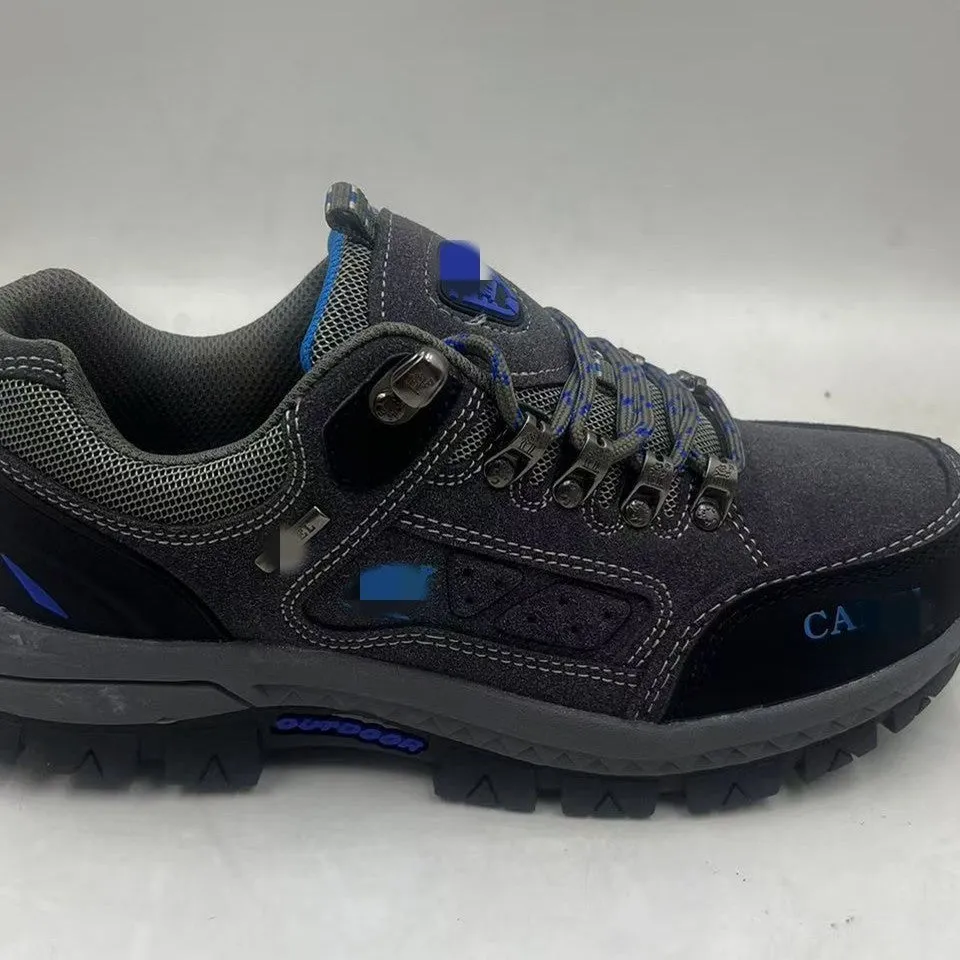 Men's non-slip outdoor hiking shoes with synthetic leather upper and rubber sole, colour Black And Red