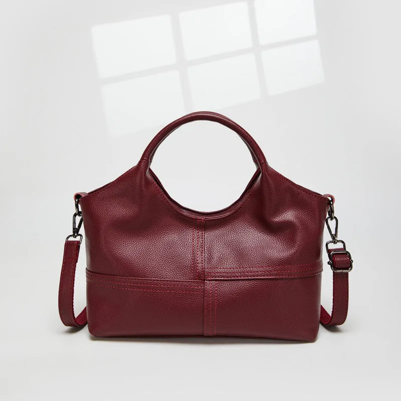 Women's horizontal square handbag in royal blue with stitching detail, 29x12x20cm, PU material