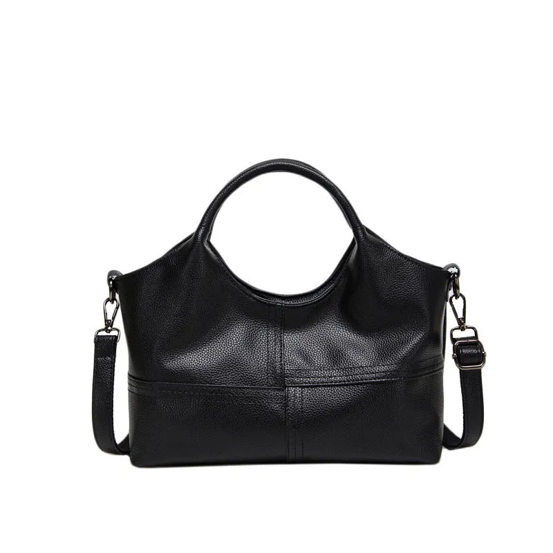 Women's horizontal square handbag in royal blue with stitching detail, 29x12x20cm, PU material