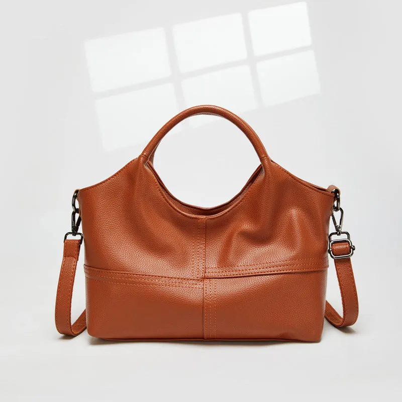 Women's horizontal square handbag in royal blue with stitching detail, 29x12x20cm, PU material