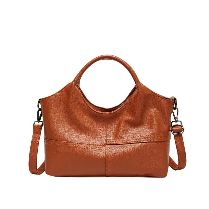 Women's horizontal square handbag in royal blue with stitching detail, 29x12x20cm, PU material