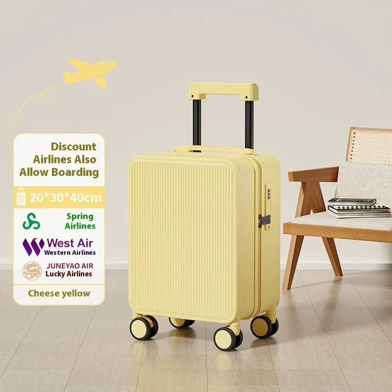 PC trolley case zipper suitcase in solid colour with universal wheels for business travel, available in 16-19 inch sizes