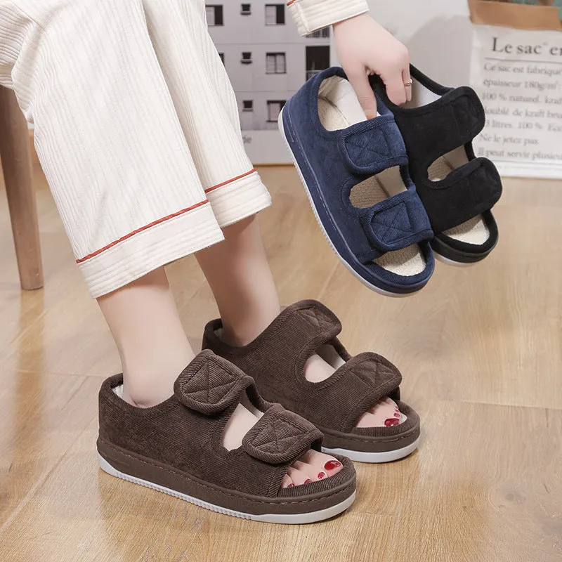 Breathable cloth sandals for elderly, open toe, rubber sole, solid colour, large size 48-49 yards