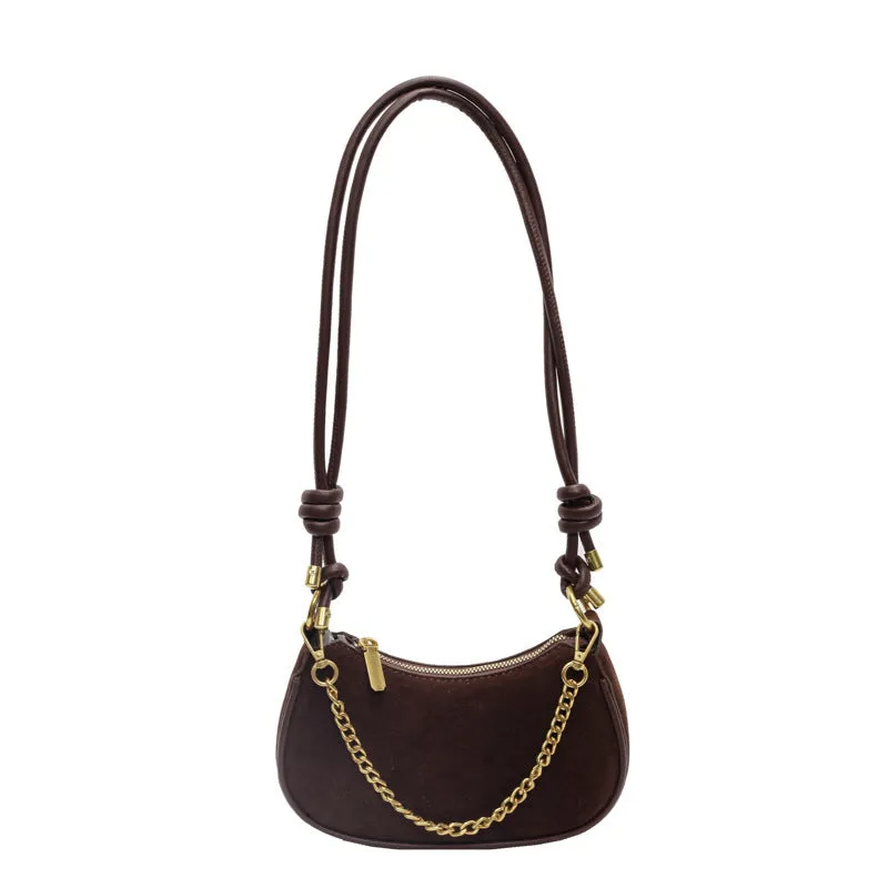 Minority Simple Frosted Small Square Crossbody Shoulder Bag in brown with horizontal shape and sewing line details