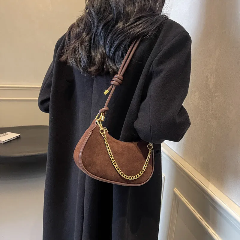 Minority Simple Frosted Small Square Crossbody Shoulder Bag in brown with horizontal shape and sewing line details