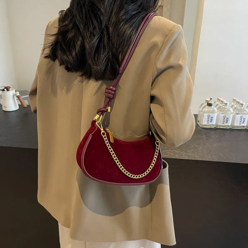 Minority Simple Frosted Small Square Crossbody Shoulder Bag in brown with horizontal shape and sewing line details