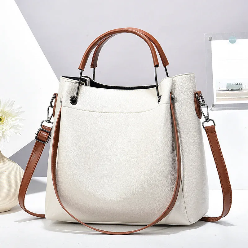 Women's PU rhombus quilted shoulder bag in beige with smooth polyester lining and compact 26x7x18cm size