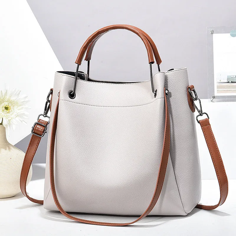 Women's PU rhombus quilted shoulder bag in beige with smooth polyester lining and compact 26x7x18cm size