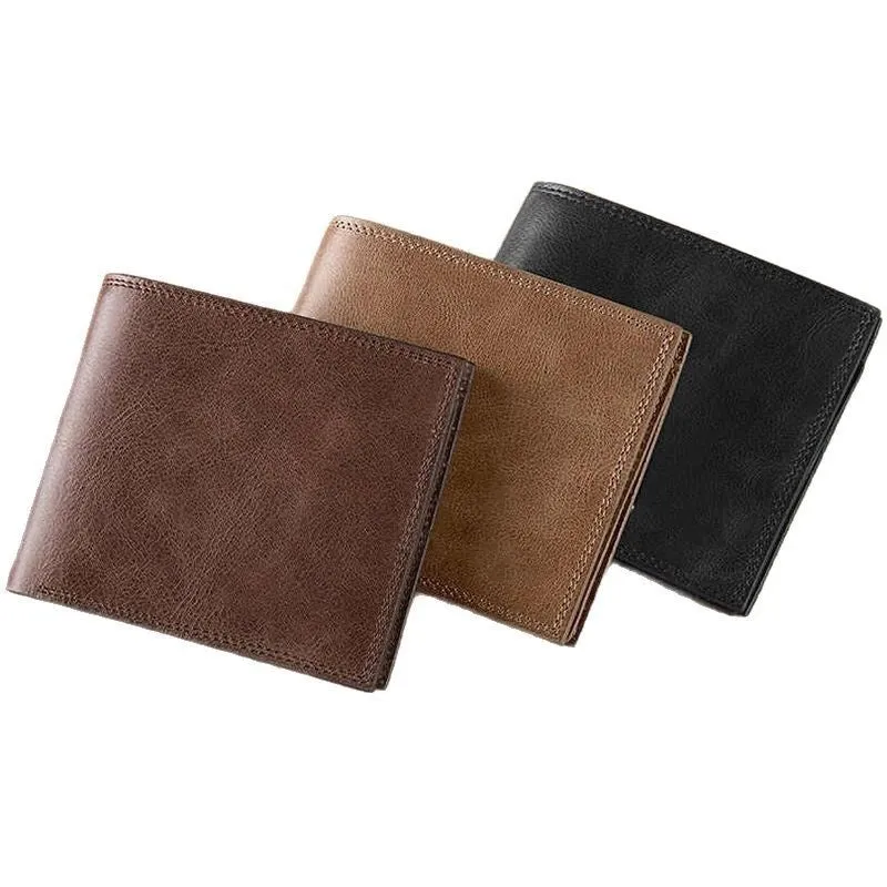 Men's short PU leather wallet in black with tactile feel finish and printed surface design