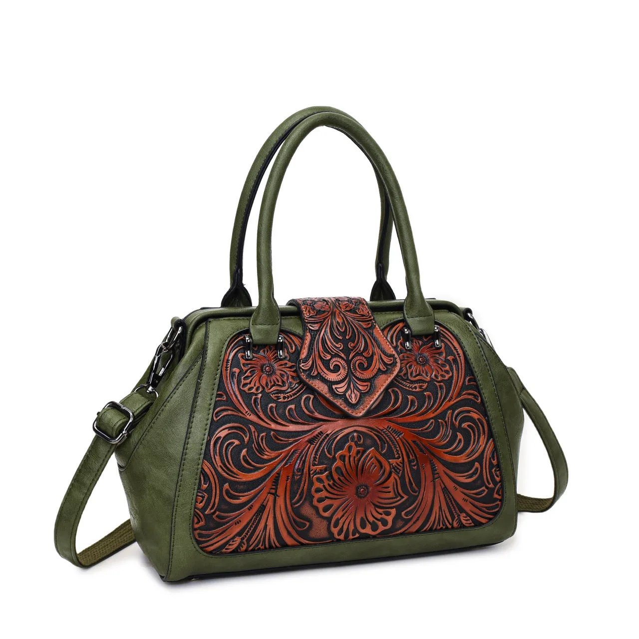 Handmade carved one-shoulder PU women's bag in beige with pillow shape and sandwich pocket