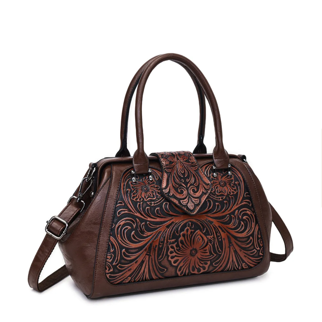 Handmade carved one-shoulder PU women's bag in beige with pillow shape and sandwich pocket