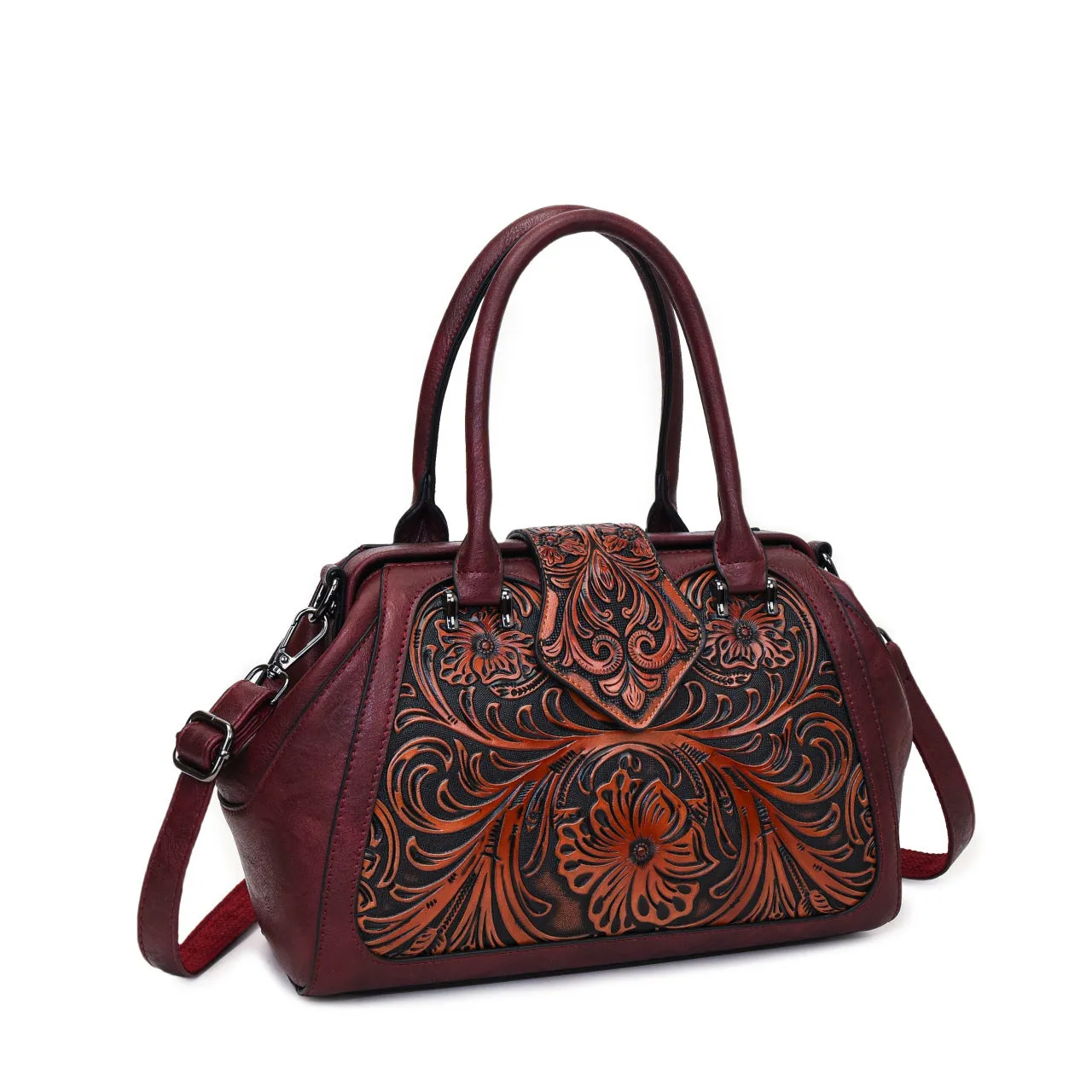 Handmade carved one-shoulder PU women's bag in beige with pillow shape and sandwich pocket
