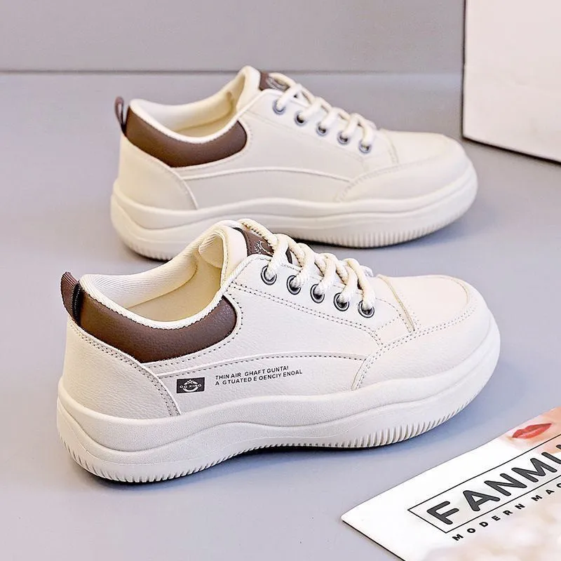 Women's Korean-style white synthetic leather shoes with cross straps and lace-up design