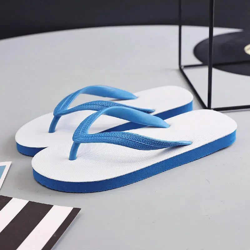 Fish label flip-flops with non-slip rubber sole in green, red, blue, or black colours