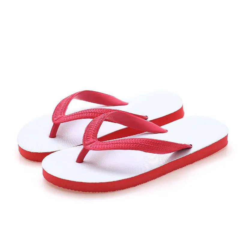 Fish label flip-flops with non-slip rubber sole in green, red, blue, or black colours
