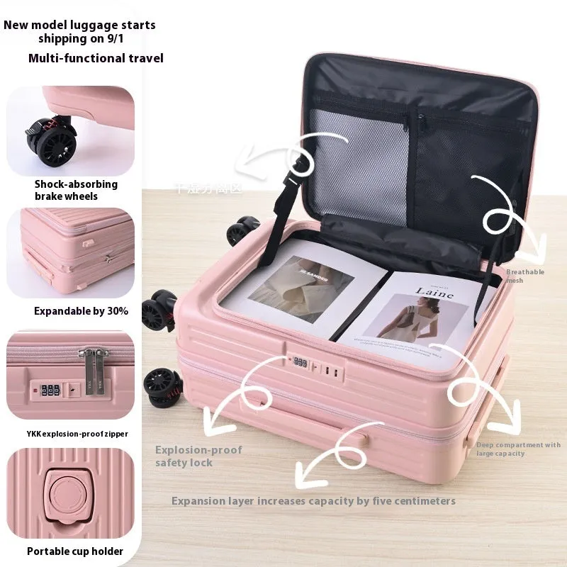 Three-piece PC expandable suitcase set with YKK zippers in colours including night black and army green