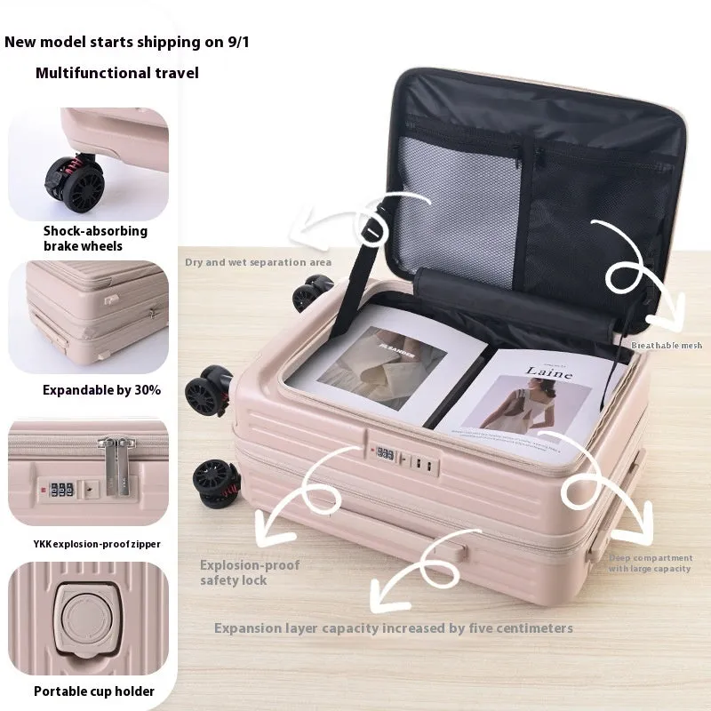 Three-piece PC expandable suitcase set with YKK zippers in colours including night black and army green