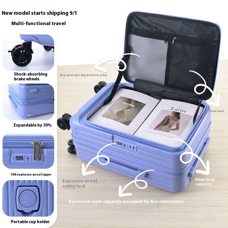 Three-piece PC expandable suitcase set with YKK zippers in colours including night black and army green