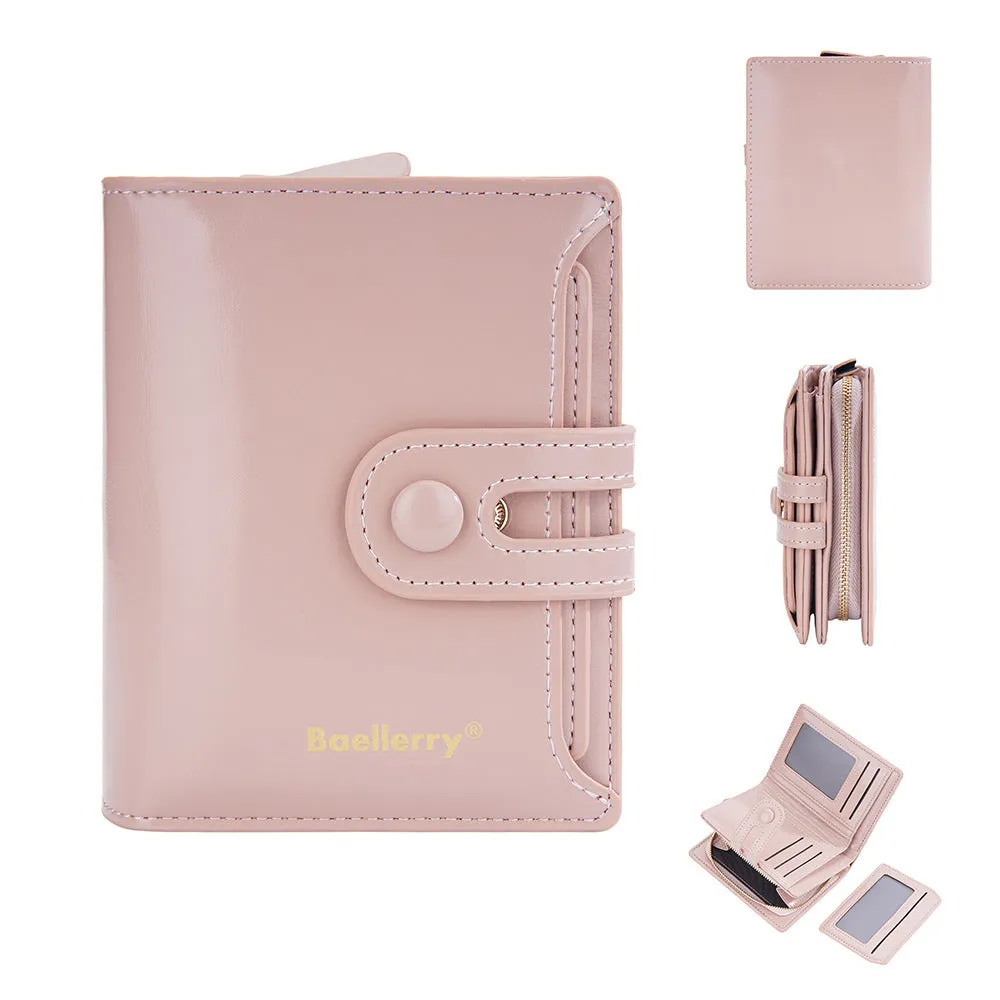 PU leather women's card holder wallet shown in multiple available colours