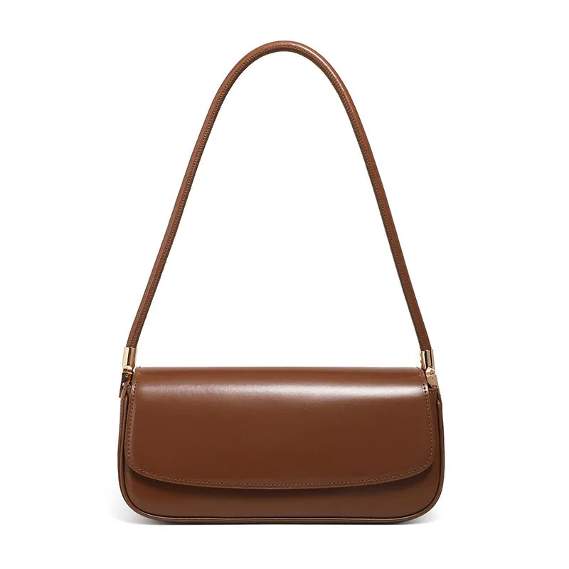 Genuine leather women's saddle bag in caramel, horizontal square shape with double straps