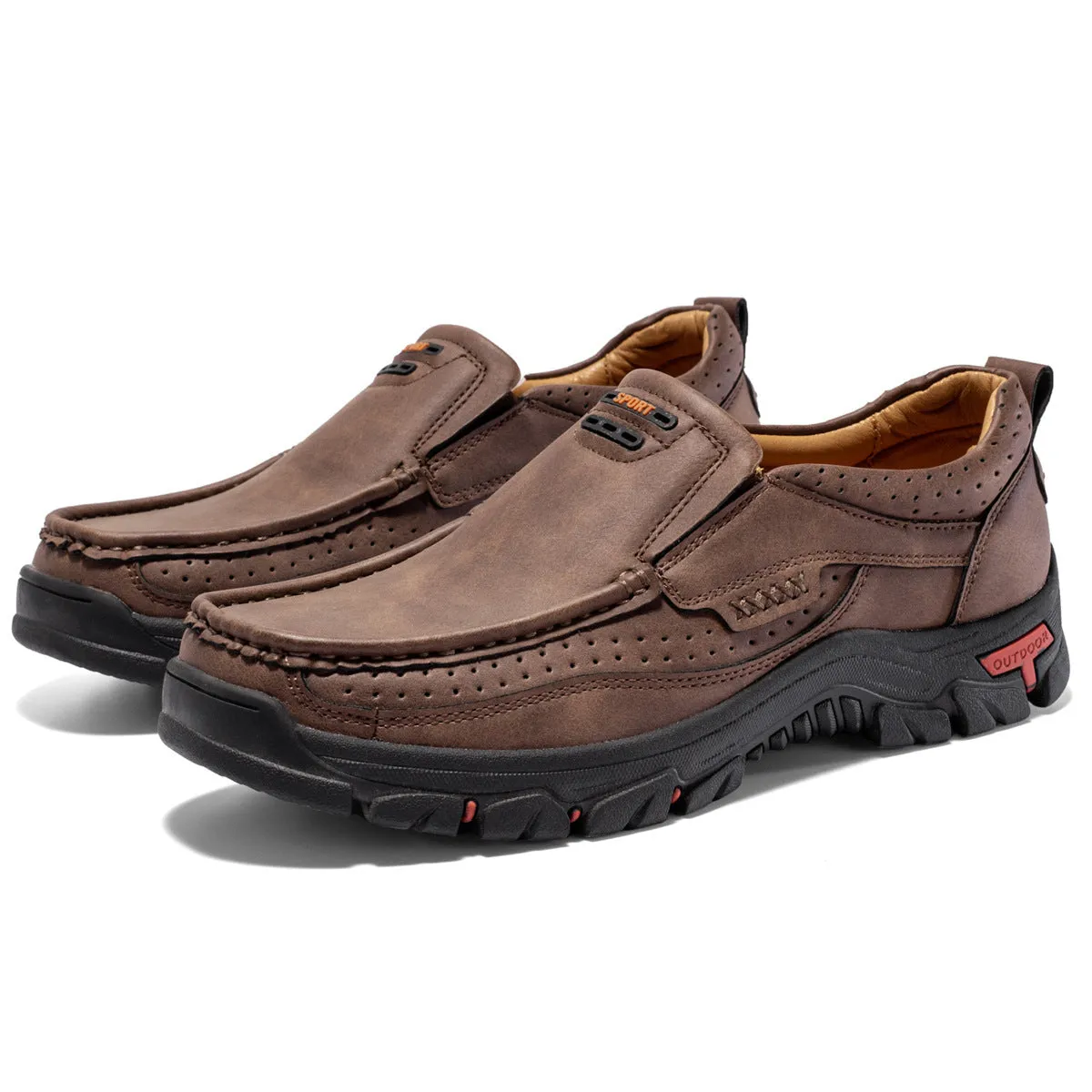 Men's cowhide leather dress shoes with rubber sole, black colour, side view