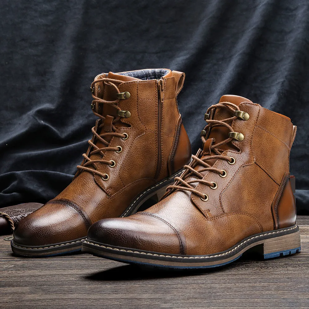 Mens high top vintage Martin boots with synthetic PU upper and rubber sole in AL604 colour