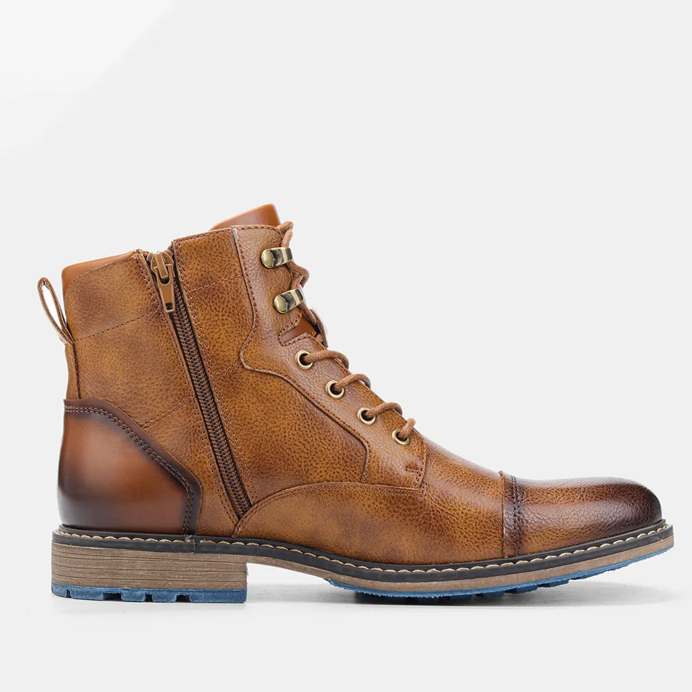 Mens high top vintage Martin boots with synthetic PU upper and rubber sole in AL604 colour