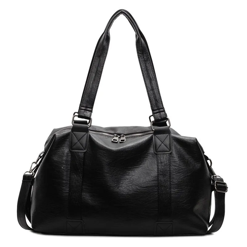 Lightweight crossbody sports gym bag with PU material, black colour, large capacity 20-35L