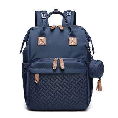 HMB03 Oxford mummy bag backpack in black with embossed finish and square vertical shape