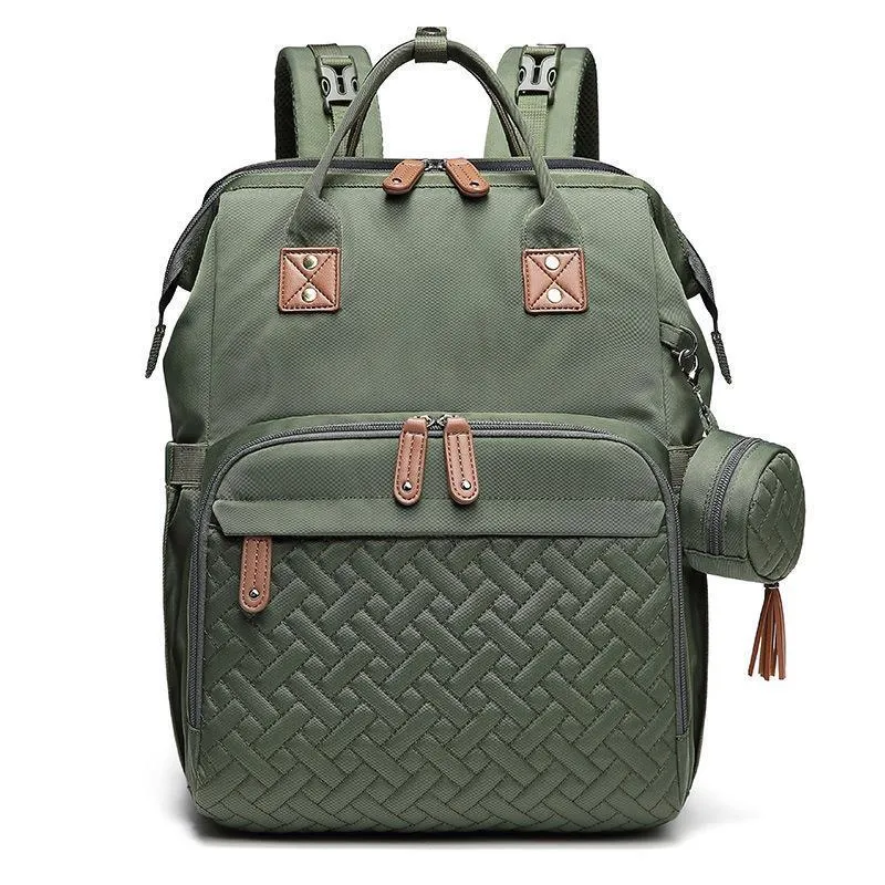 HMB03 Oxford mummy bag backpack in black with embossed finish and square vertical shape