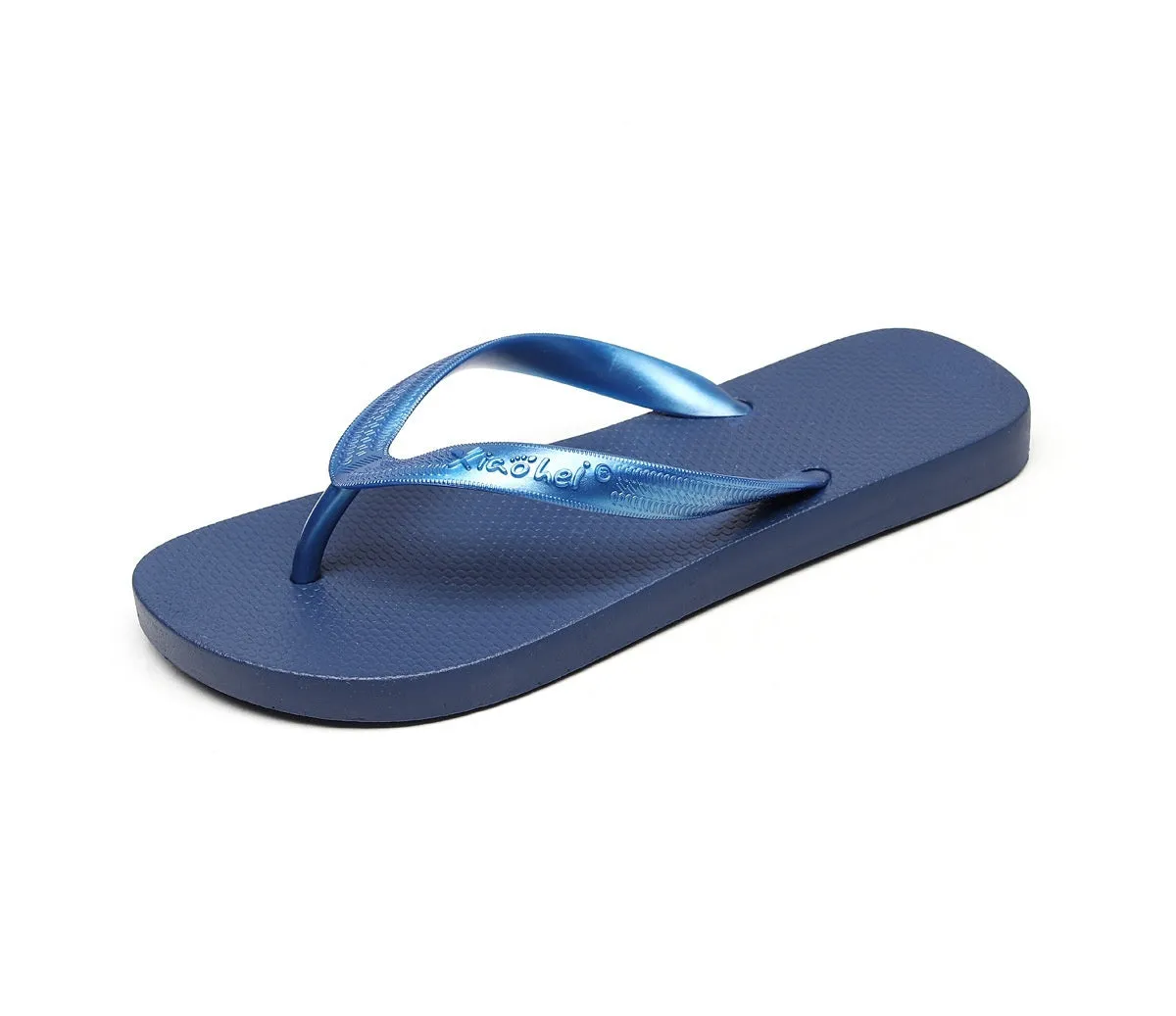 Women's flat bottom solid colour breathable PVC slippers in black, blue, and gray