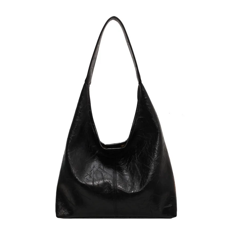 Two-piece composite bag set: large hobo shoulder bag and clutch in PU, available in five colours including black and dark brown