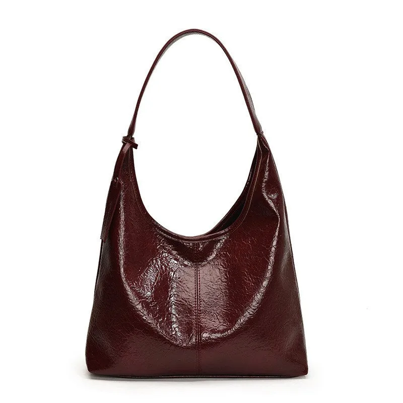 Two-piece composite bag set: large hobo shoulder bag and clutch in PU, available in five colours including black and dark brown